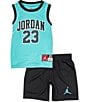 Jordan Little Boys Sleeveless Jordan 23 Jersey Tank & Shorts Set, Color:Black - Image 1