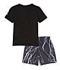 Color:Black - Image 2 - Little Boys 4-7 Short Sleeve JDB MU Sport Mesh AOP T-Shirt & Shorts Set