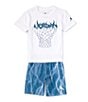 Color:Rinduster - Image 1 - Little Boys 4-7 Short Sleeve JDB MU Sport Mesh AOP T-Shirt & Shorts Set