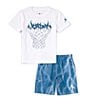 Color:Rinduster - Image 3 - Little Boys 4-7 Short Sleeve JDB MU Sport Mesh AOP T-Shirt & Shorts Set