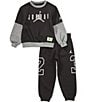 Jordan Little Boys Future Flight Long-Sleeve Fleece Sweatshirt & Coordinating Jogger Pants, Color:Black - Image 1