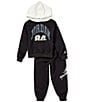 Jordan Little Boys Long-Sleeve Color Block Fleece Hoodie & Matching Fleece Jogger Pant Set, Color:Black - Image 1