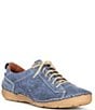 Color:Blue - Image 1 - Fergey 56 Leather Lace-Up Oxford Sneakers