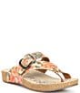 Color:Beige Mutli - Image 1 - Tonga 77 Floral Print Leather Thong Sandals
