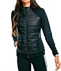 Color:Black - Image 1 - Josette Stand Collar Long Sleeve Quilted Nylon Performance Jacket