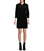 Color:Black - Image 1 - Point Collar 3/4 Sleeve Stella Corduroy Shift Dress