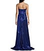 Jovani Metallic Sweetheart Neck Fitted Corset Beaded Bodice Side Slit Dress, Color:Royal - Image 2