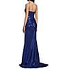 Jovani Metallic Sweetheart Neck Fitted Corset Beaded Bodice Side Slit Dress, Color:Royal - Image 4