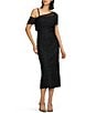 JS Collections Addilyn Asymmetrical One Shoulder Soutache Mesh Sheath Midi Dress, Color:Black - Image 1