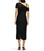 JS Collections Addilyn Asymmetrical One Shoulder Soutache Mesh Sheath Midi Dress, Color:Black - Image 2