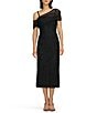 JS Collections Addilyn Asymmetrical One Shoulder Soutache Mesh Sheath Midi Dress, Color:Black - Image 3