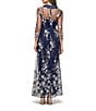 JS Collections Azalea Illusion 3/4 Sleeve Embroidered Mesh Maxi Shirtdress, Color:Navy - Image 2