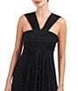 Color:Black - Image 5 - Beaded Embroidery V-Neck Sleeveless Mesh Drape Overlay A-Line Gown