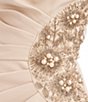 Color:Champagne - Image 4 - Beaded Stretch Square Neck Short Sleeve Side Ruched Gown