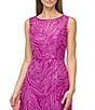 JS Collections Capri V-Back Sleeve Sequin Embroidered Soutache Fit & Flare Midi Dress, Color:Deep Orchid - Image 4