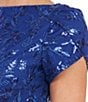 Color:Blueberry - Image 5 - Floral Sequin Embroidered Mesh Boat Neck Short Petal Sleeve Sheath Dress