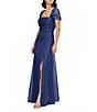 JS Collections Jane A-Line Square Neck Short Sleeve Textured Organza Gown, Color:Twilight - Image 3