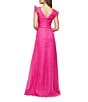 JS Collections Julie Double V-Neck Ruffle Front Organza A-Line Gown, Color:Berry - Image 2