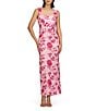 JS Collections Julieta Square Neck Floral Embroidered Mesh Sheath Gown, Color:Rose Shadow Magenta - Image 1