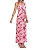 JS Collections Julieta Square Neck Floral Embroidered Mesh Sheath Gown, Color:Rose Shadow Magenta - Image 3