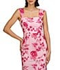 JS Collections Julieta Square Neck Floral Embroidered Mesh Sheath Gown, Color:Rose Shadow Magenta - Image 4