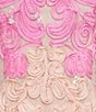 Color:Hot Pink Multi - Image 5 - Lace Boat Neck Short Sleeve Sheath Dress