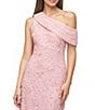 JS Collections Lace Floral Soutache Asymmetrical Neck with Chiffon Drape Back Gown, Color:Lilac - Image 4