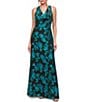 JS Collections Melba Cowl Neck Floral Chiffon Long Gown - Image 1