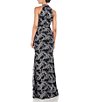 Color:Black Silver - Image 2 - Metallic Halter Mock Neck Mermaid Gown