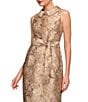 JS Collections Myrtle Metallic Jacquard Print Point Flat Collar Sleeveless Column Gown - Image 4