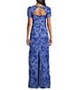 JS Collections Oriana Embroidered Short Sleeve Column Gown - Image 2