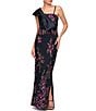 JS Collections Piper Bow Embroidered Floor Length Column Gown With Bow - Image 4