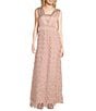 JS Collections Satin Ruffle Mesh V Neck Sleeveless Gown, Color:Blush - Image 1