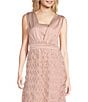 JS Collections Satin Ruffle Mesh V Neck Sleeveless Gown, Color:Blush - Image 3