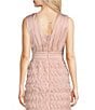 JS Collections Satin Ruffle Mesh V Neck Sleeveless Gown, Color:Blush - Image 4