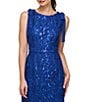Color:Blueberry - Image 3 - Sequin Embroidered Mesh Round Neckline Sleeveless Bow Shoulder Gown