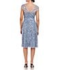 Color:Baby Blue - Image 2 - Sequin Embroidered Mesh V-Neck Sleeveless Knee Length A-Line Dress