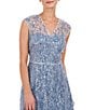 Color:Baby Blue - Image 3 - Sequin Embroidered Mesh V-Neck Sleeveless Knee Length A-Line Dress