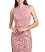 Color:Blush - Image 3 - Sequin Lace Round Neckline Sleeveless Sheath Dress
