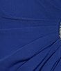 JS Collections Stretch Crepe One Shoulder Neck One Cape Sleeve Beaded Side Sheath Midi Dress, Color:French Blue - Image 4