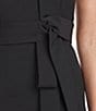 Color:Black - Image 5 - Stretch Surplice V-Neck Sleeveless Bow Detail Sheath Dress
