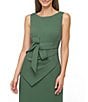 JS Collections Tianna Gown Round Neck Bow Front Stretch Crepe Column Gown, Color:Mallard - Image 4