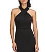 JS Collections Willa Twist Front Halter Mesh Insert Hem Stretch Crepe Mermaid Gown, Color:Black - Image 4