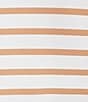 Color:Everyday Stripe Sand - Image 3 - Alexandra Stretch Knit Everyday Stripe Sand Print Ribbed Trim Crew Neck Short Sleeve A-Line Midi T-Shirt Dress