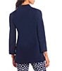 Color:Navy - Image 2 - Chris Long Sleeve Collared V-Neck Knit Tunic