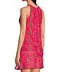 Color:Decorative Bamboo Hibiscus - Image 3 - Claire Knit Decorative Bamboo Hiibiscus Print Keyhole Halter Neck Coordinating Sleeveless Top