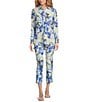 Jude Connally Coordinating Hadley Blooming Botanics Print Jude Cloth Knit Point Collar Long Split Roll Cuff Sleeve Tunic, Color:Blooming Botanics Butter - Image 3
