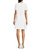 Color:White - Image 2 - Daria Cotton Stretch Sateen Round Neck Short Sleeve Dress