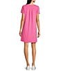Color:Peony Pink - Image 2 - Ella Ponte Knit Stretch Round Neck Short Sleeve Shift Dress