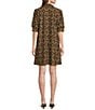 Jude Connally Emerson Jude Cloth Knit Garden Lattice Print Point Collar Puffed Sleeve Shift Dress, Color:Garden Lattice Black/Camel - Image 2